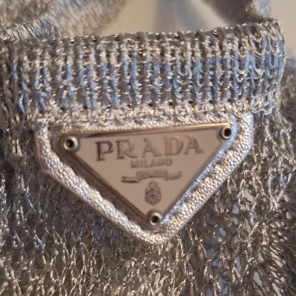 Cute Prada Metallic Silver Mesh Bag - Picture 2 of 5